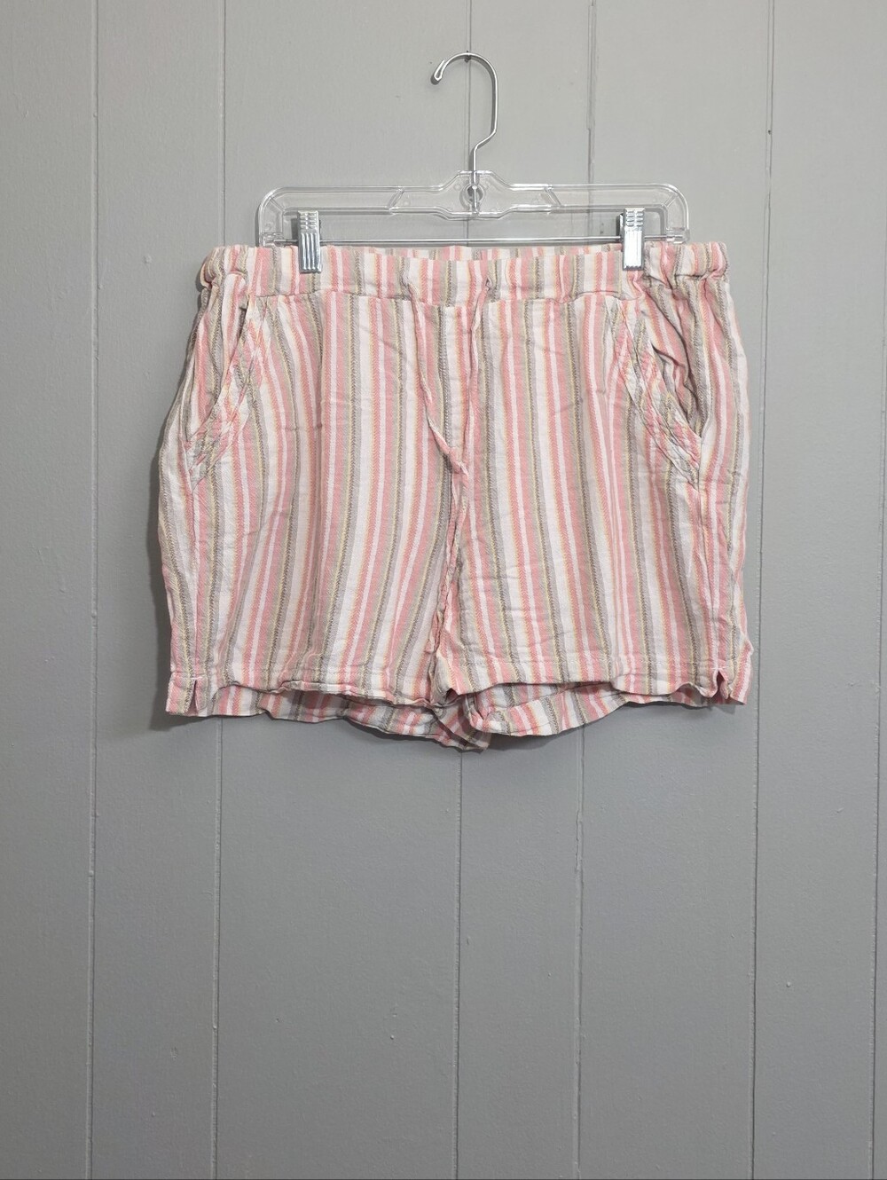 BRIGGS Pull On Linen Blend Summer Shorts Size L
